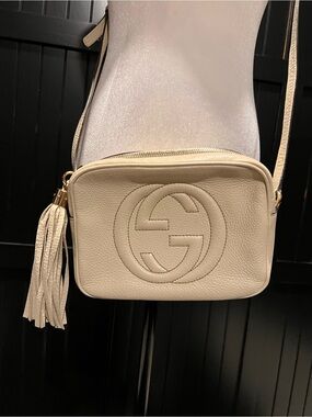 Gucci Cream Soho Disco Leather Crossbody with Tassel